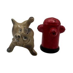 Dog & Fire Hydrant Ceramic Salt & Pepper Shakers